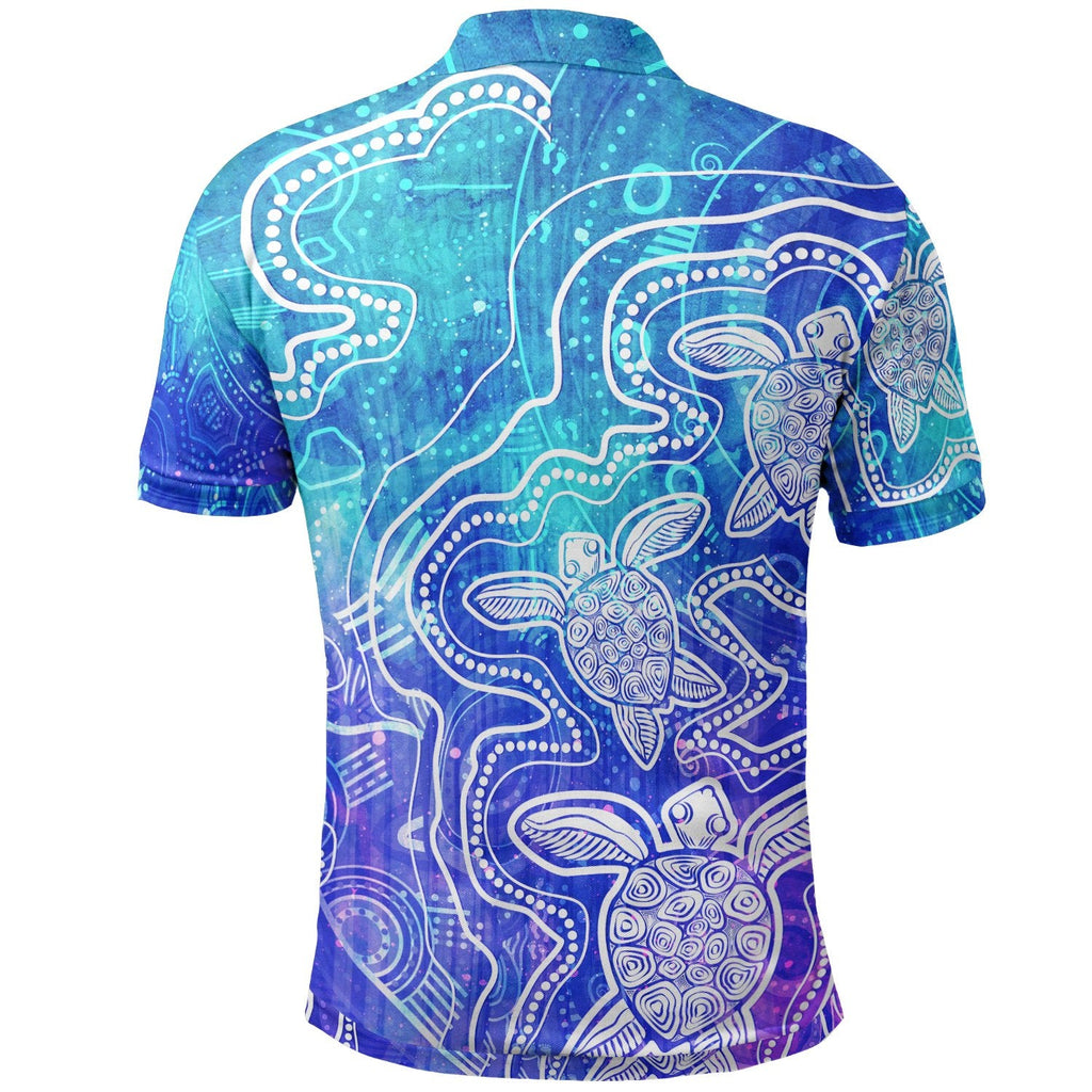 aboriginal-polo-shirt-sea-turtle-with-indigenous-patterns-blue