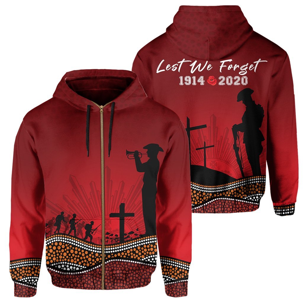 Zipper Hoodie Anzac Day Our Heroes - Nhi Style - Red