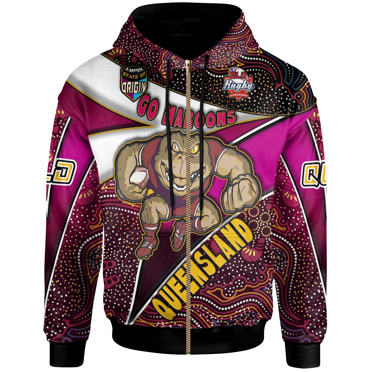 queensland-rugby-league-team-hoodie-custom-queensland-maroons-with-aboriginal-patterns-state-of-origin-hoodie