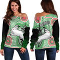 Rabbitohs Indigenous Off Shoulder Sweater Simple White - Vibe Hoodie