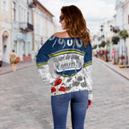 (Custom Personalised) Cowboys Anzac 2022 Women Off Shoulder Sweater Aboriginal Lest We Forget LT13