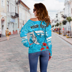 (Custom Personalised) Sharks Anzac 2022 Women Off Shoulder Sweater Cronulla-Sutherland Lest We Forget LT13