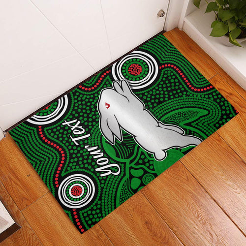 custom-personalised-rabbitohs-indigenous-door-mat-simple-green