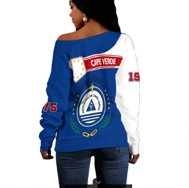 (Custom Text) Vibe Hoodie Africa Women's Off Shoulder Sweater - Cape Verde - AF01