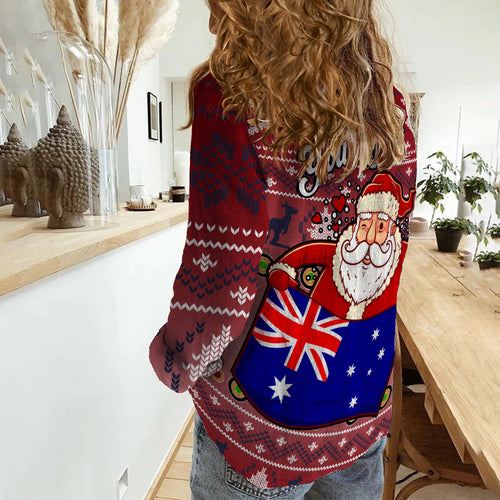 custom-personalised-women-casual-shirt-christmas-australia-santa-claus-hold-the-flag-red