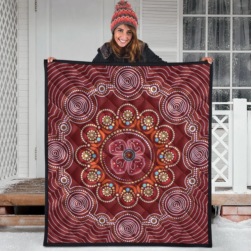 aboriginal-premium-quilt-aboriginal-dot-art-painting-with-red-poppy-flower
