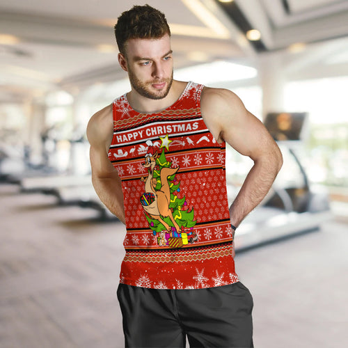 (Custom Personalised) Australia Christmas Kangaroo Aboriginal Pattern Men Tank Top - LT2