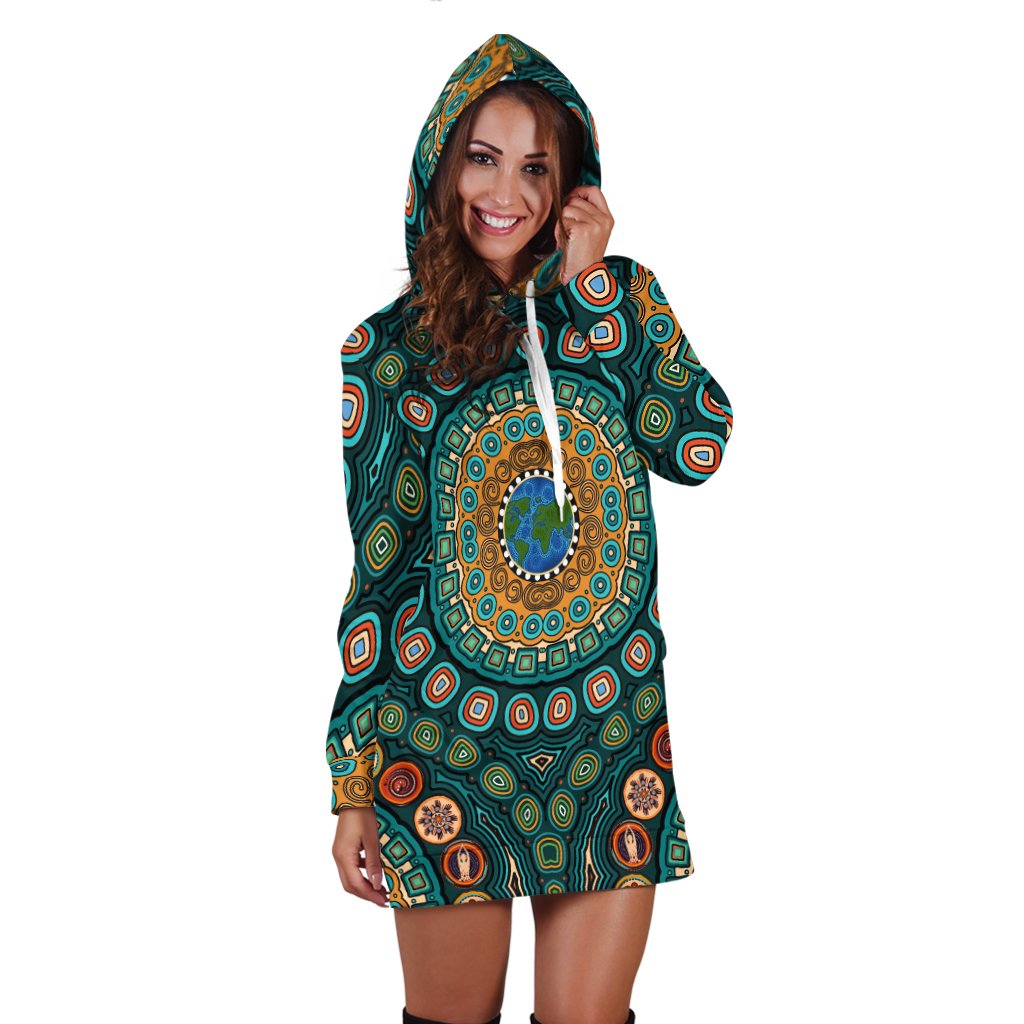 hoodie-dresses-aboriginal-green-dot-painting-with-earth
