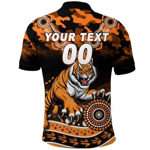 (Custom Personalised) Tigers Rugby ANZAC Day Camouflage Indigenous Art Polo Shirt - LT12