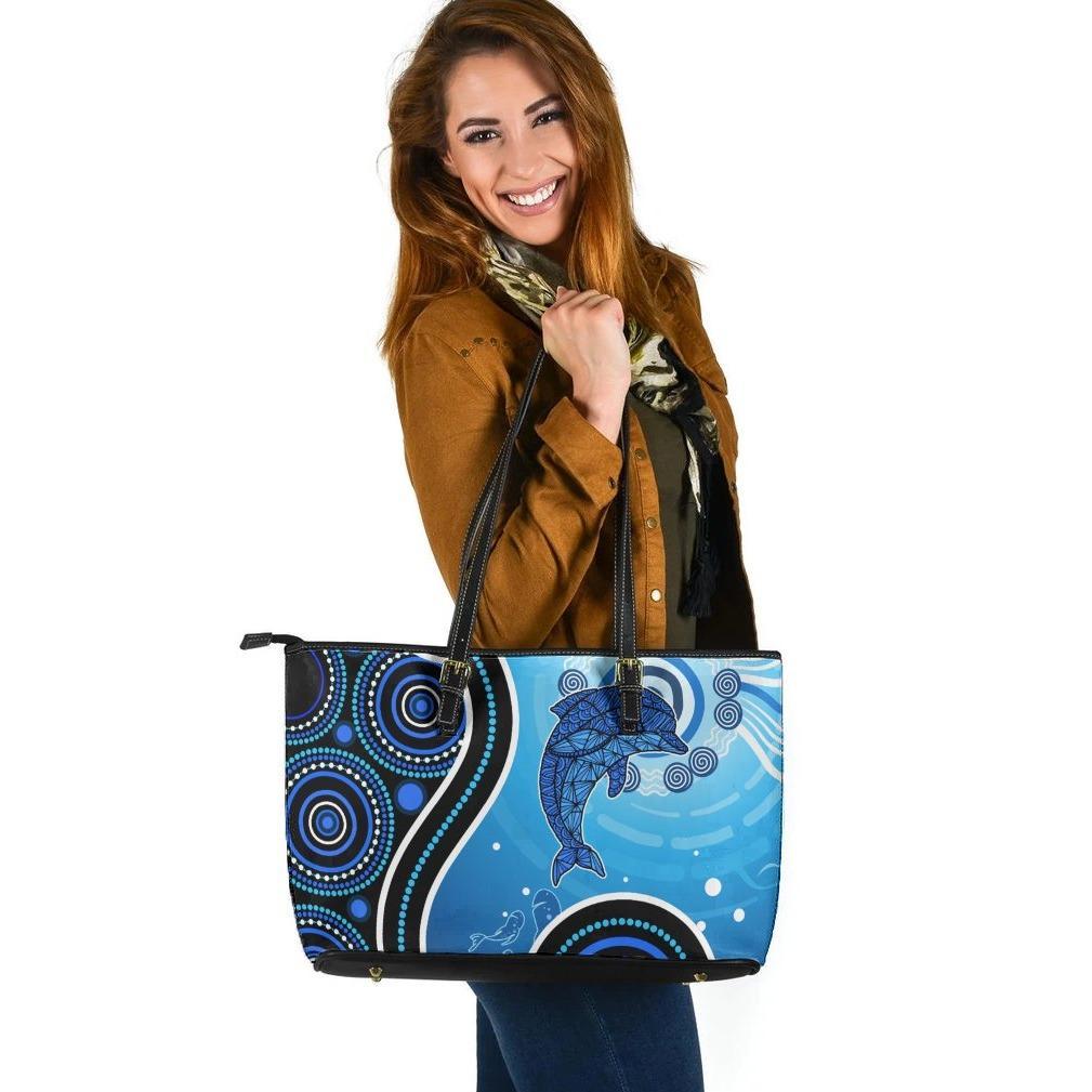 aboriginal-leather-tote-bag-dolphin-and-aboriginal-dot-patterns