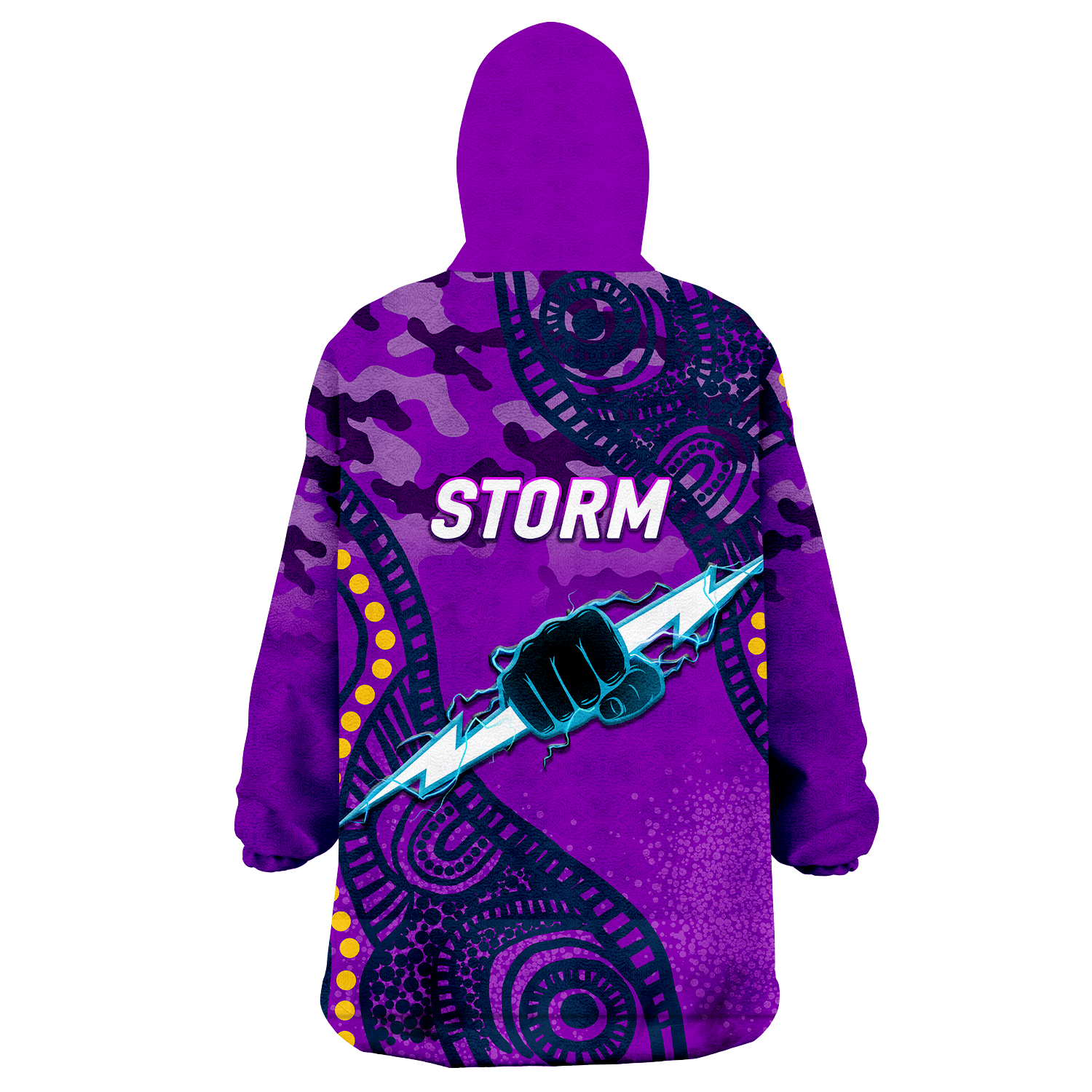Storm Rugby ANZAC Day Camouflage Indigenous Art Wearable Blanket Hoodie - LT12