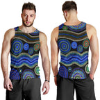 men-tank-top-aboriginal-dot-unique-style-blue