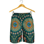 mens-shorts-aboriginal-green-dot-painting-with-earth