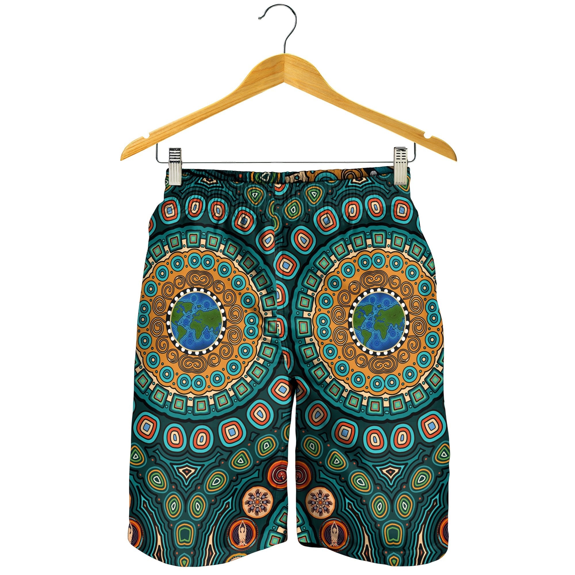 mens-shorts-aboriginal-green-dot-painting-with-earth