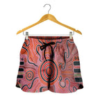 Aboriginal Women's Shorts - Indigenous Footprint Landscape - Vibe Hoodie