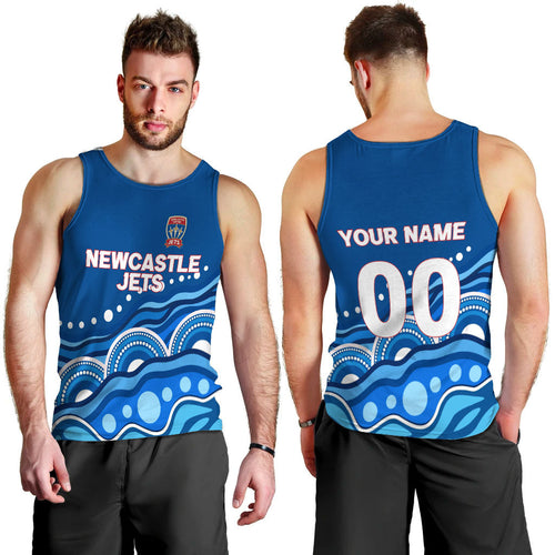 custom-personalised-newcastle-jets-men-tank-top-indigenous-dot-painting-art