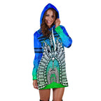 Hoodie Dress - Turtle Background With Dhari Mask - Vibe Hoodie