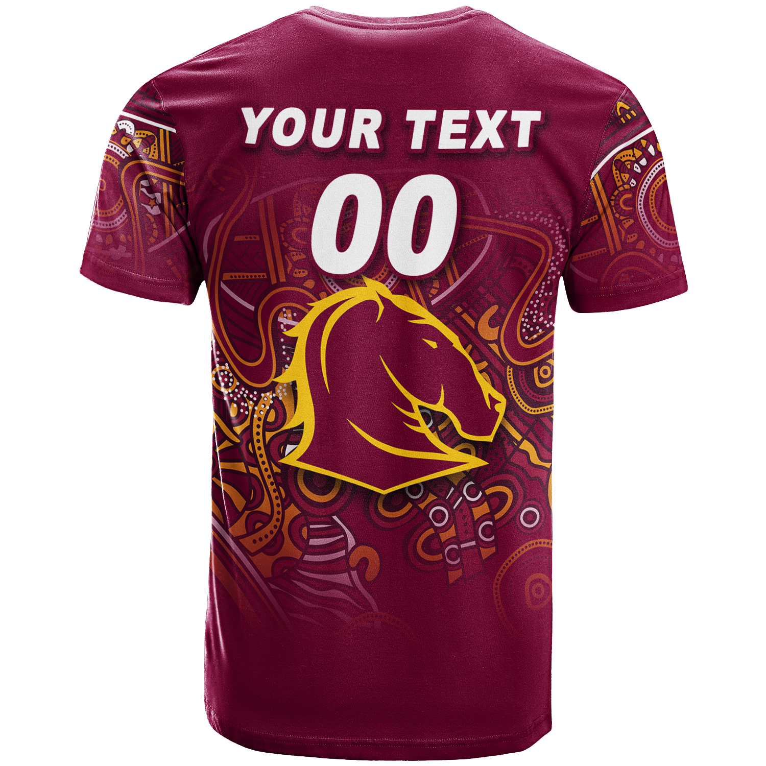 (Custom Personalised) Brisbane Broncos Rugby Indigenous T-Shirt - LT12