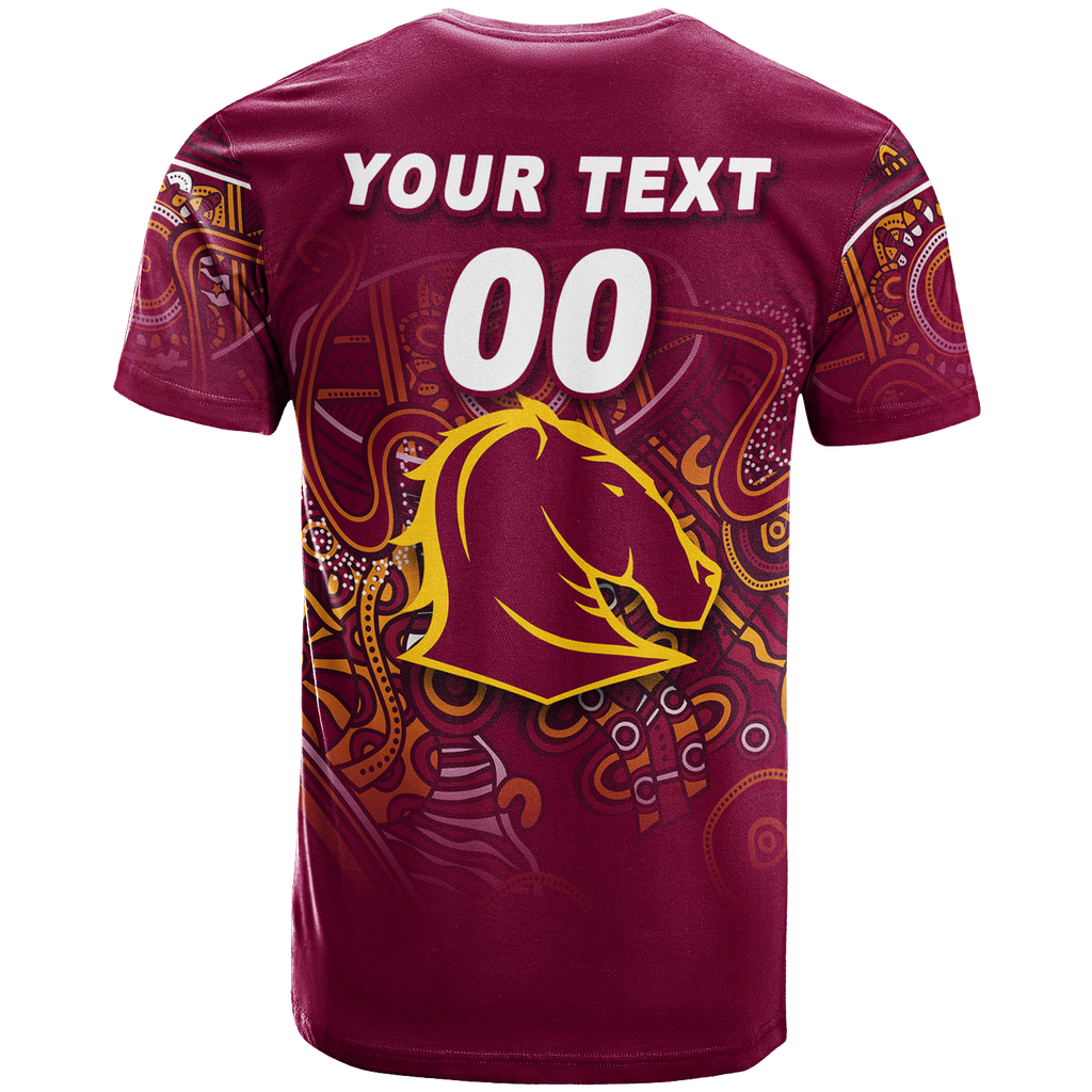 (Custom Personalised) Brisbane Broncos Rugby Indigenous T-Shirt - LT12