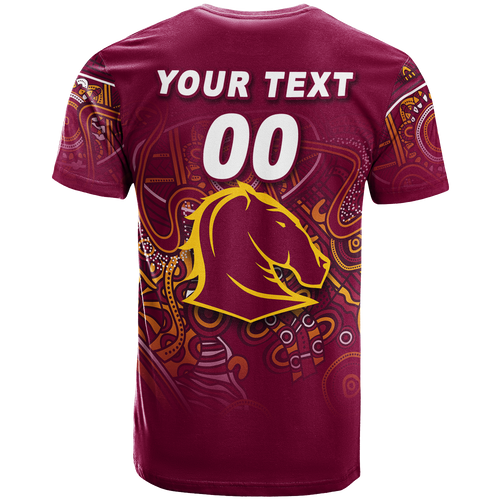 (Custom Personalised) Brisbane Broncos Rugby Indigenous T-Shirt - LT12