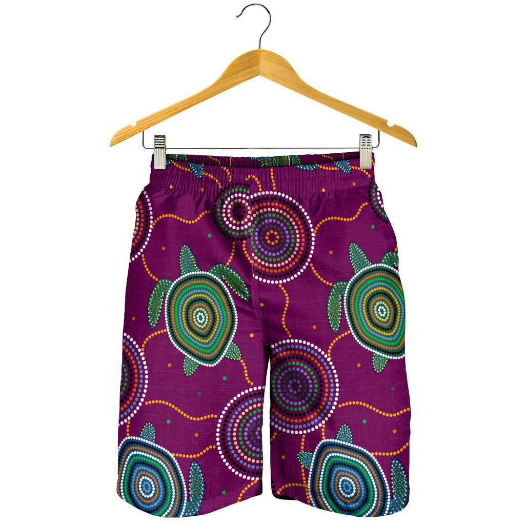 men-short-aboriginal-turtle-purple-australia-dot-patterns