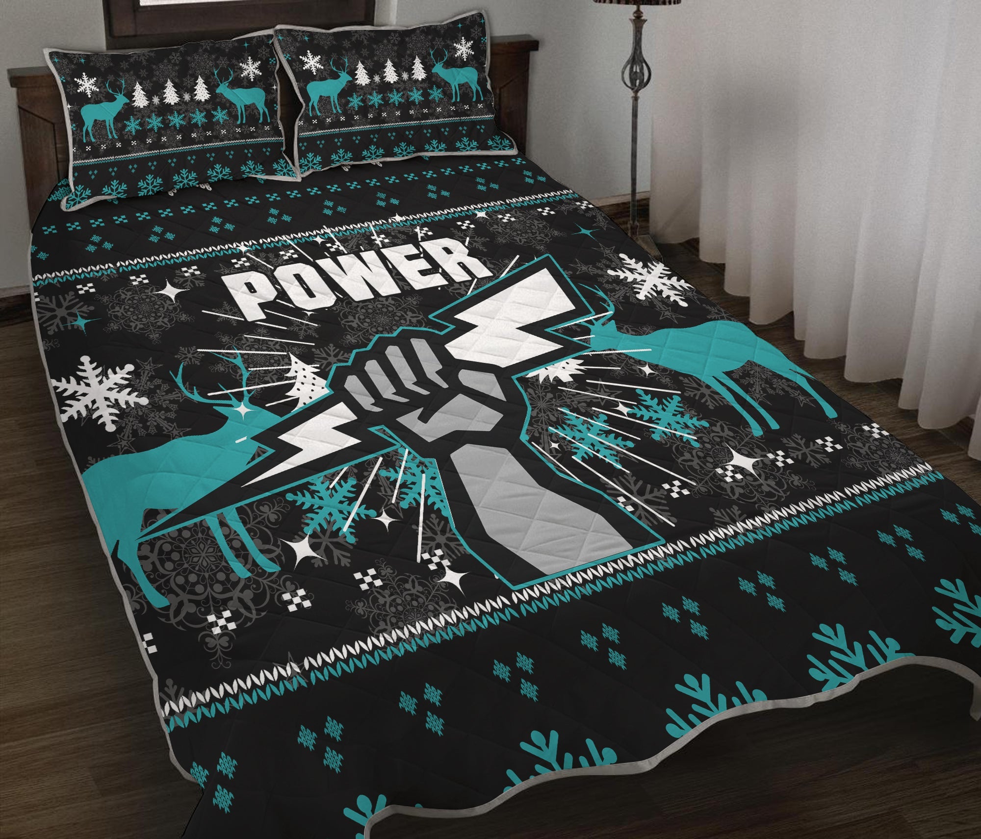 port-adelaide-quilt-bed-set-christmas-ugly-style
