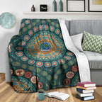 premium-blanket-aboriginal-green-dot-painting-with-earth