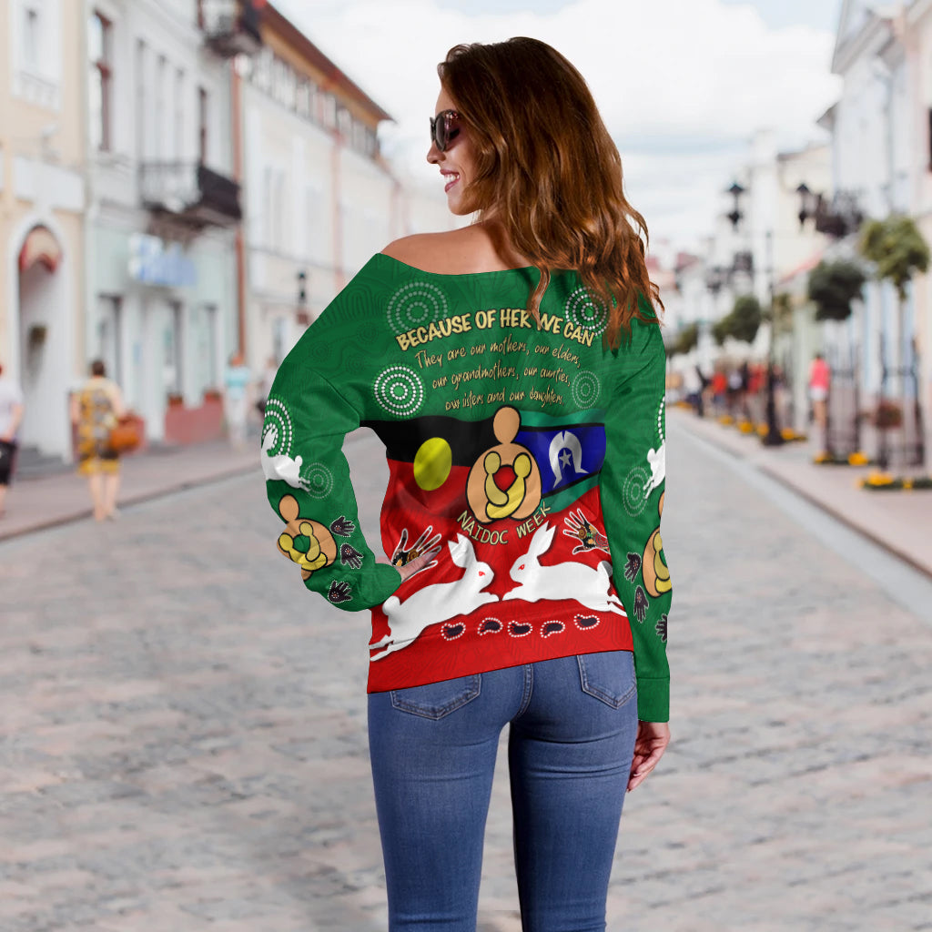 South Sydney Rabbitohs Off Shoulder Sweater NAIDOC Week Indigenous LT4 - Vibe Hoodie