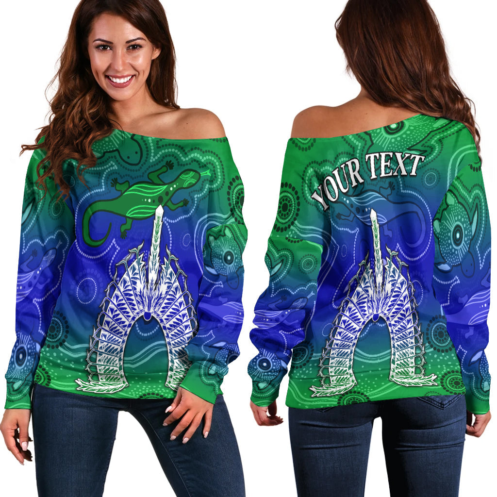 custom-personalised-torres-strait-islands-off-shoulder-sweater-aboriginal-art-lizard-symbol-peace