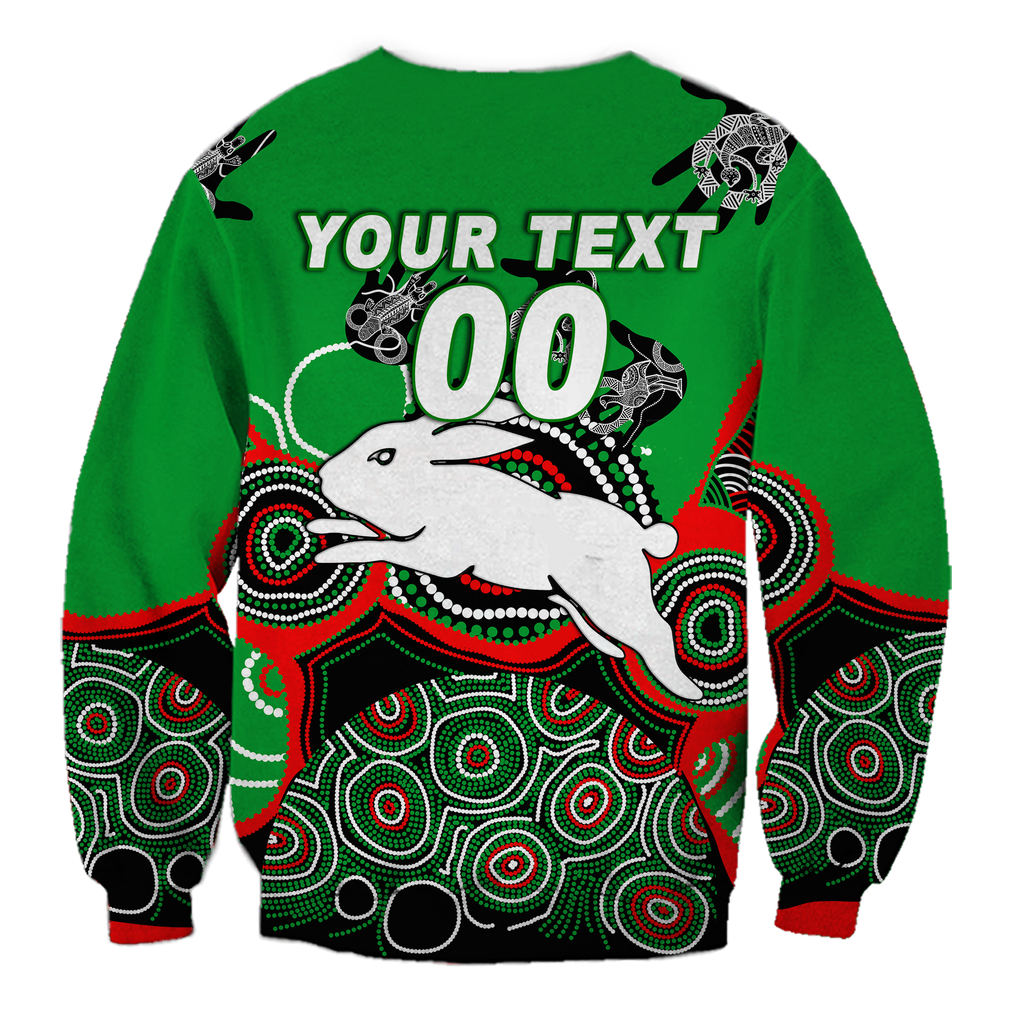 (Custom Personalised) Rabbitohs Rugby Aboriginal Art Sweatshirt - LT12