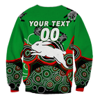 (Custom Personalised) Rabbitohs Rugby Aboriginal Art Sweatshirt - LT12