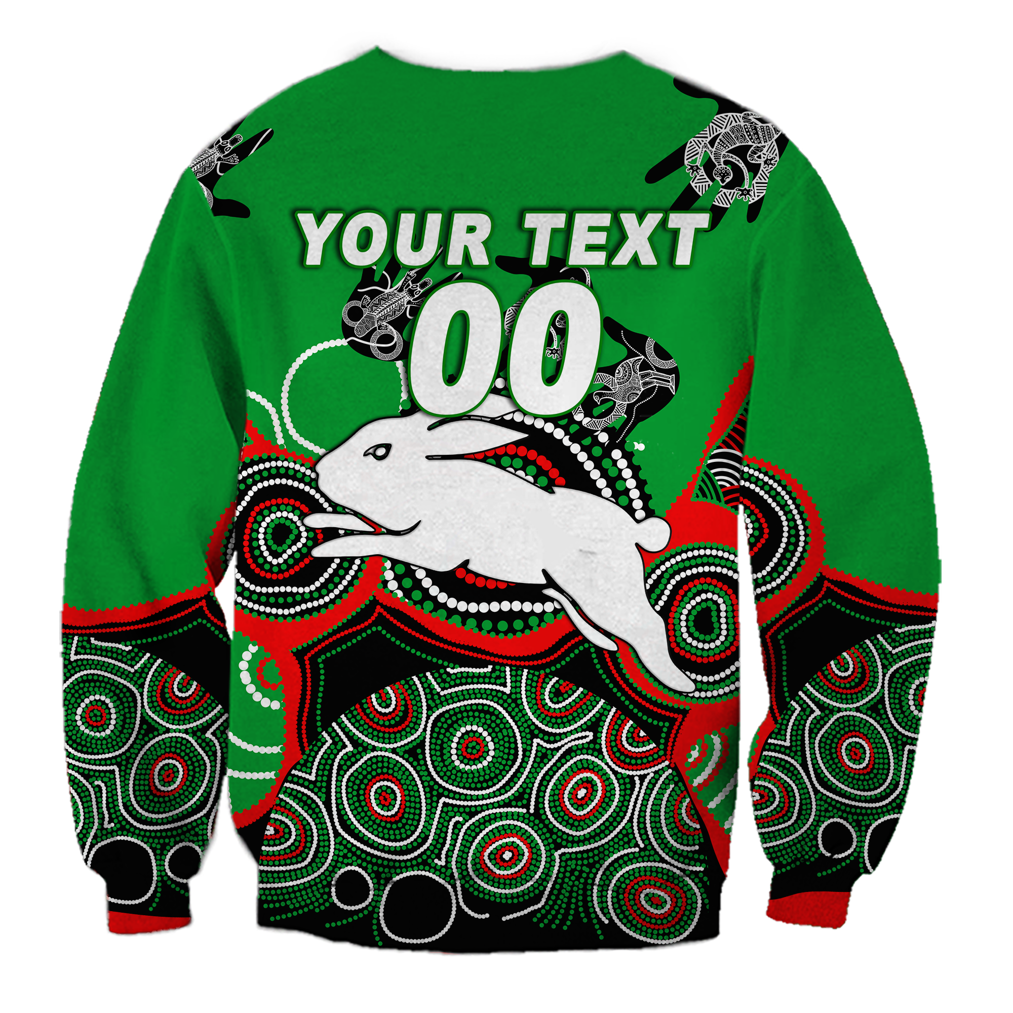 (Custom Personalised) Rabbitohs Rugby Aboriginal Art Sweatshirt - LT12