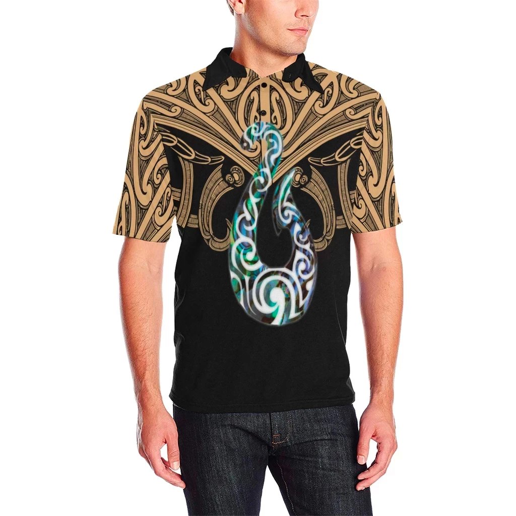 maori-tattoo-polo-shirt-hei-matau-abalone-gold
