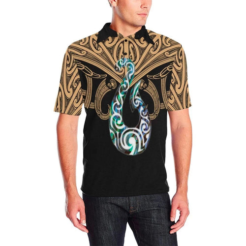 maori-tattoo-polo-shirt-hei-matau-abalone-gold