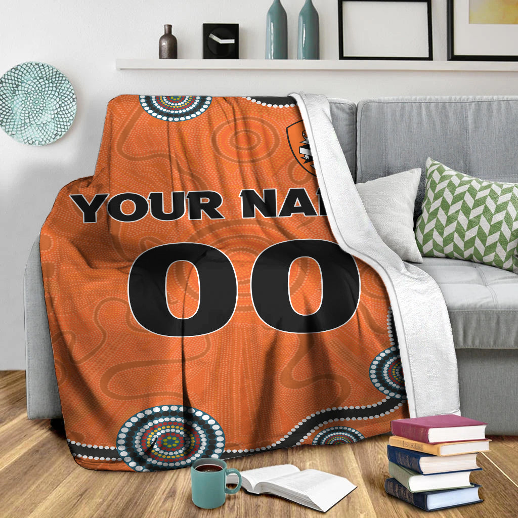 custom-personalised-brisbane-roar-blanket-indigenous-dot-painting-art