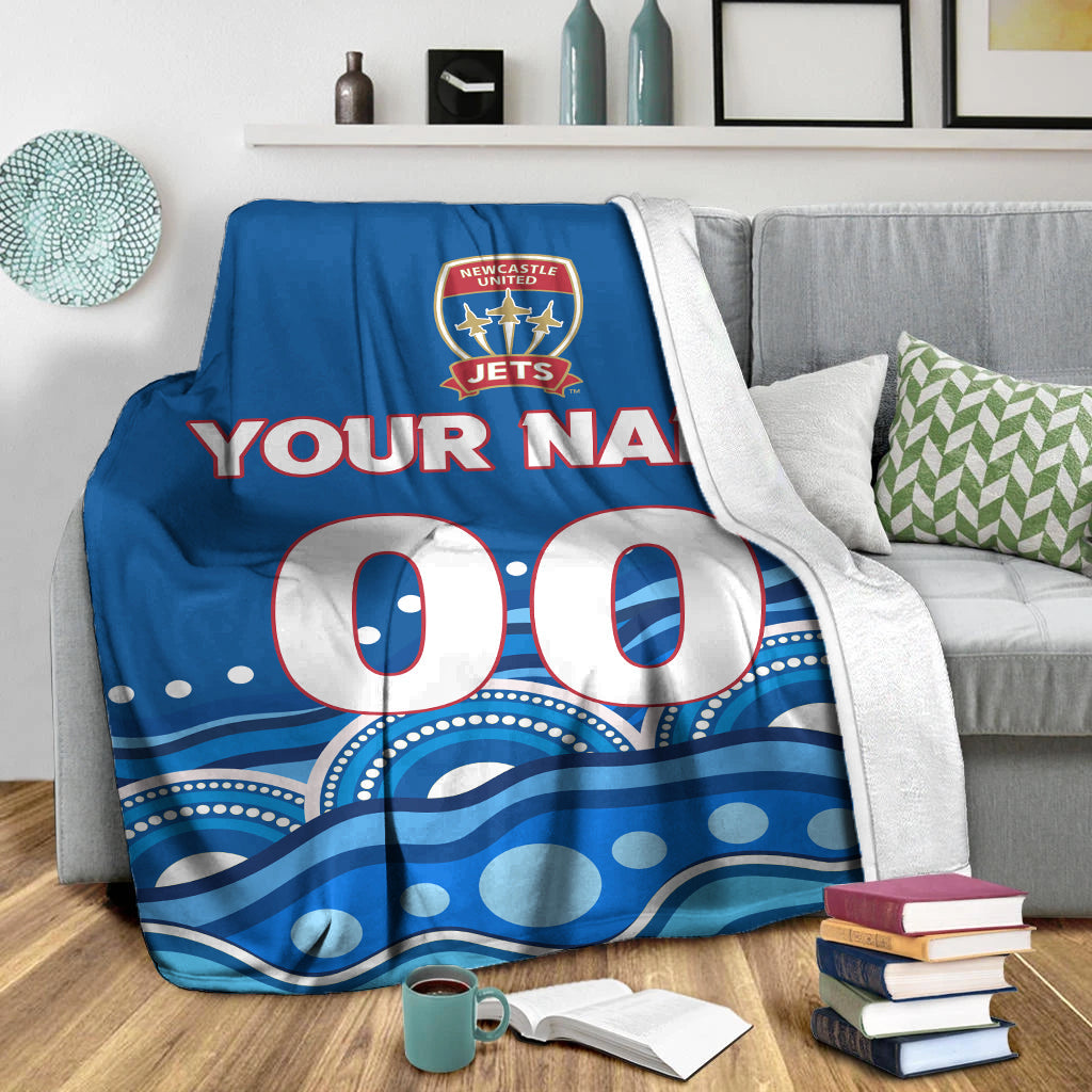 custom-personalised-newcastle-jets-blanket-indigenous-dot-painting-art