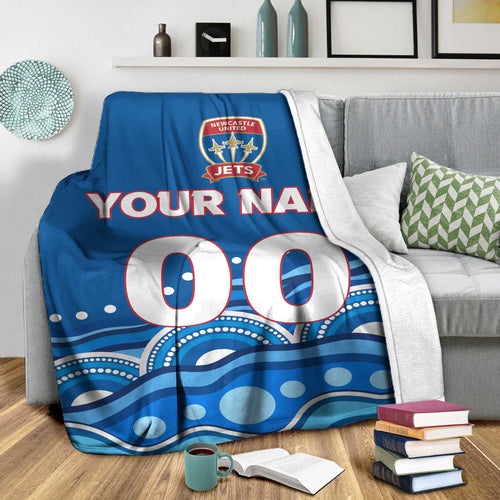 custom-personalised-newcastle-jets-blanket-indigenous-dot-painting-art