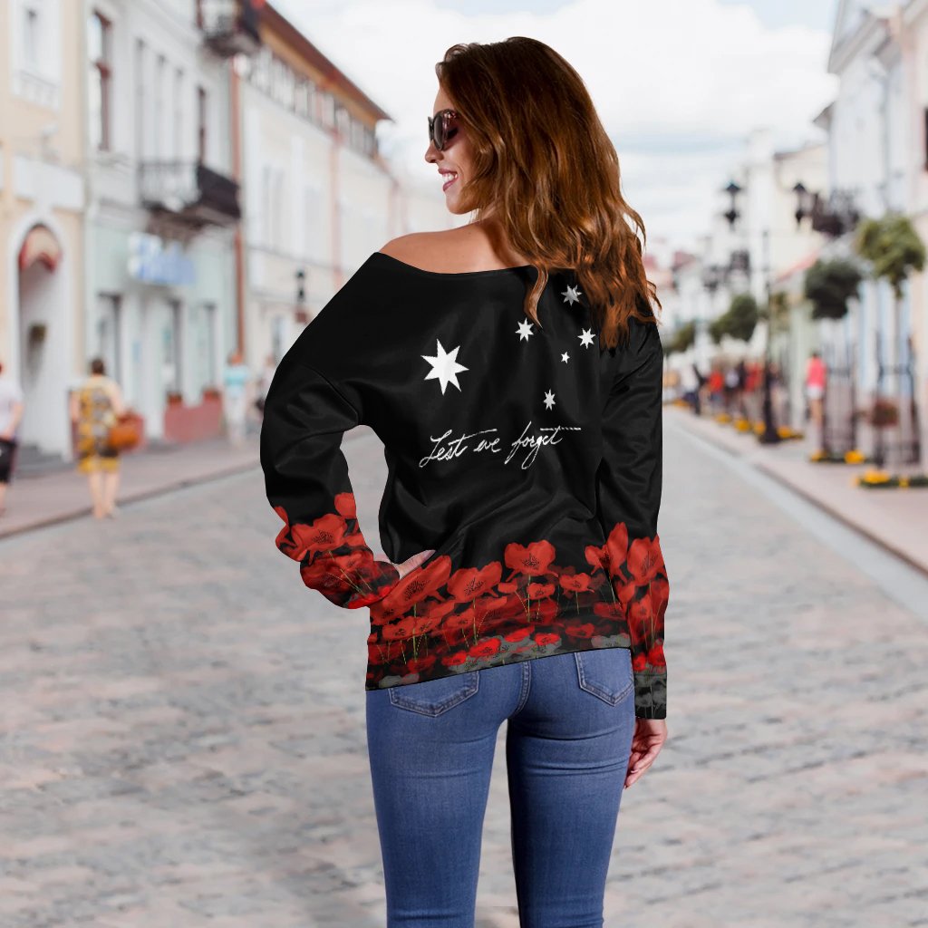 Anzac Day Off Shoulder Sweater - Remember Them - Vibe Hoodie