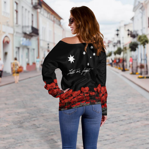 Anzac Day Off Shoulder Sweater - Remember Them - Vibe Hoodie