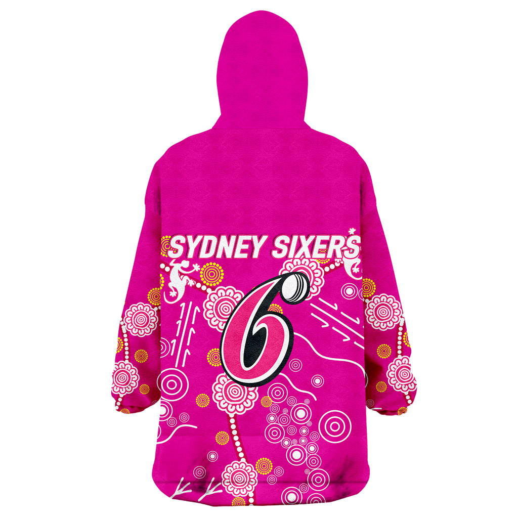 Sydney Sixers Aboriginal Art Cricket 2022 Wearable Blanket Hoodie - LT12