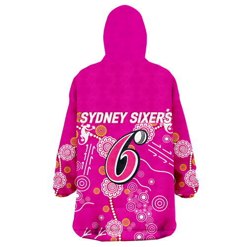 Sydney Sixers Aboriginal Art Cricket 2022 Wearable Blanket Hoodie - LT12