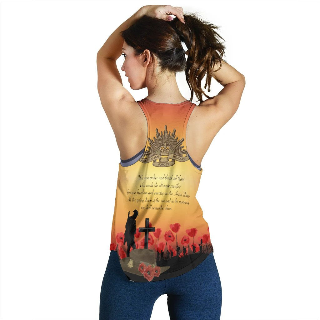 Anzac Day Woman's Racerback Tank - Lest We Forget - Vibe Hoodie