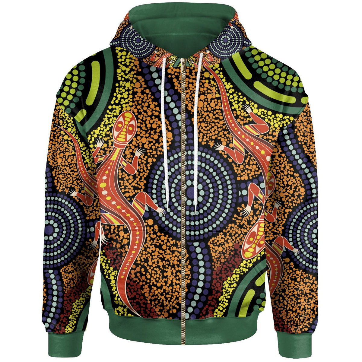 aboriginal-zip-up-hoodie-aboriginal-two-lizards-dot-painting-circle