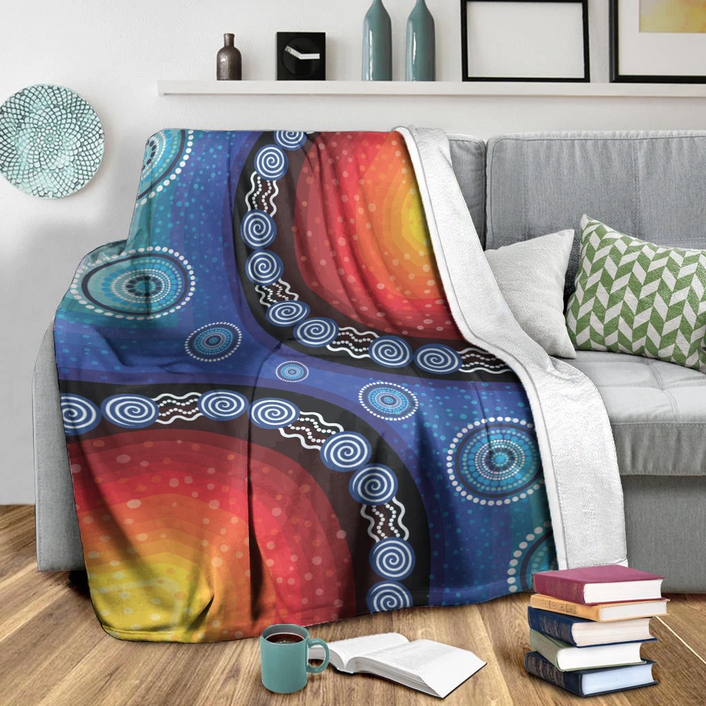 premium-blanket-aboriginal-color-dot-painting