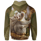 Zip-up Hoodie - Australian Koala Hoodie 3D Koala