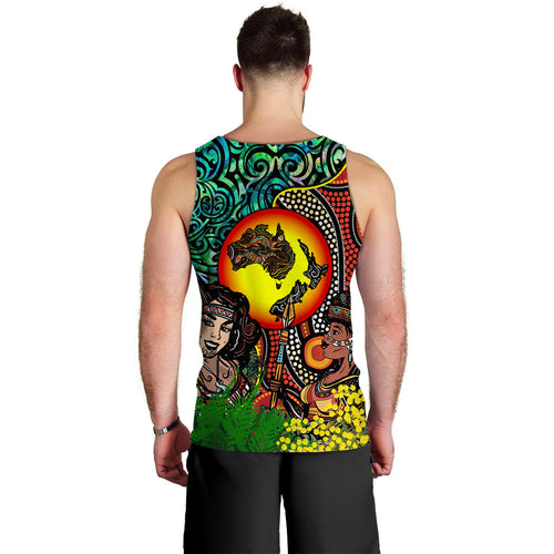 Australia Aboriginal Kangaroo Combine New Zealand Maori Kiwi Bird Men Tank Top - LT2