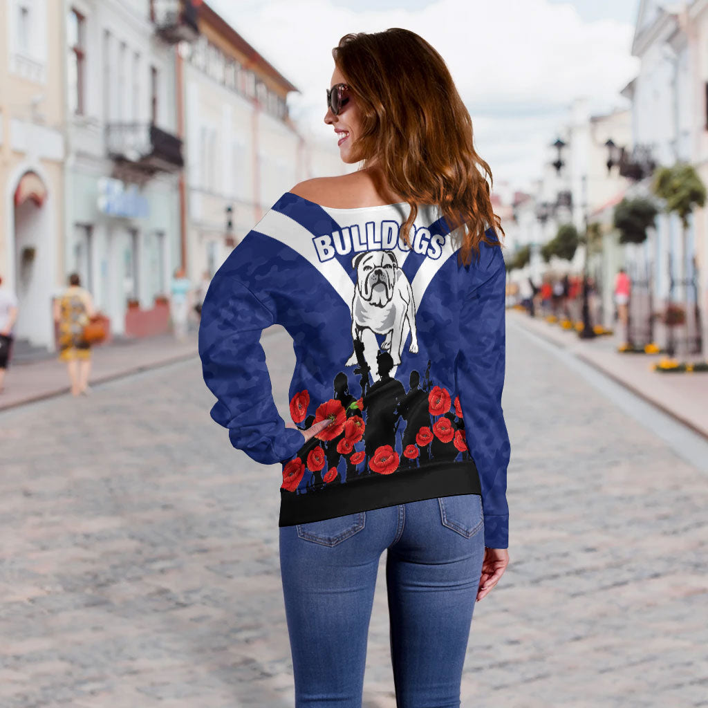 Canterbury-Bankstown Bulldogs Anzac Day Camo Women Off Shoulder Sweater