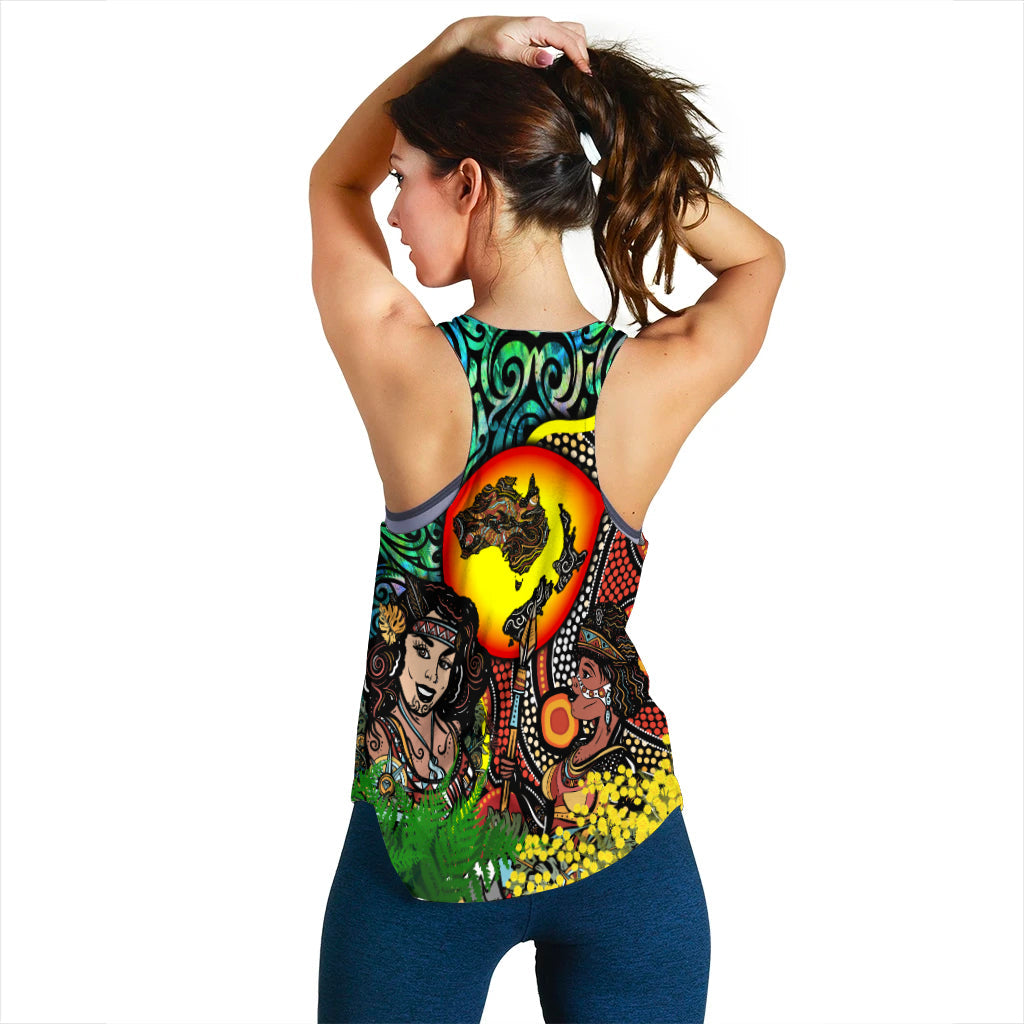 Australia Aboriginal Kangaroo Combine New Zealand Maori Kiwi Bird Women Tank Top - LT2