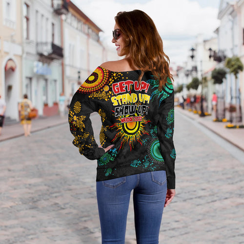 NAIDOC Week 2022 Aboriginal Art Unique Women Off Shoulder Sweater - LT12