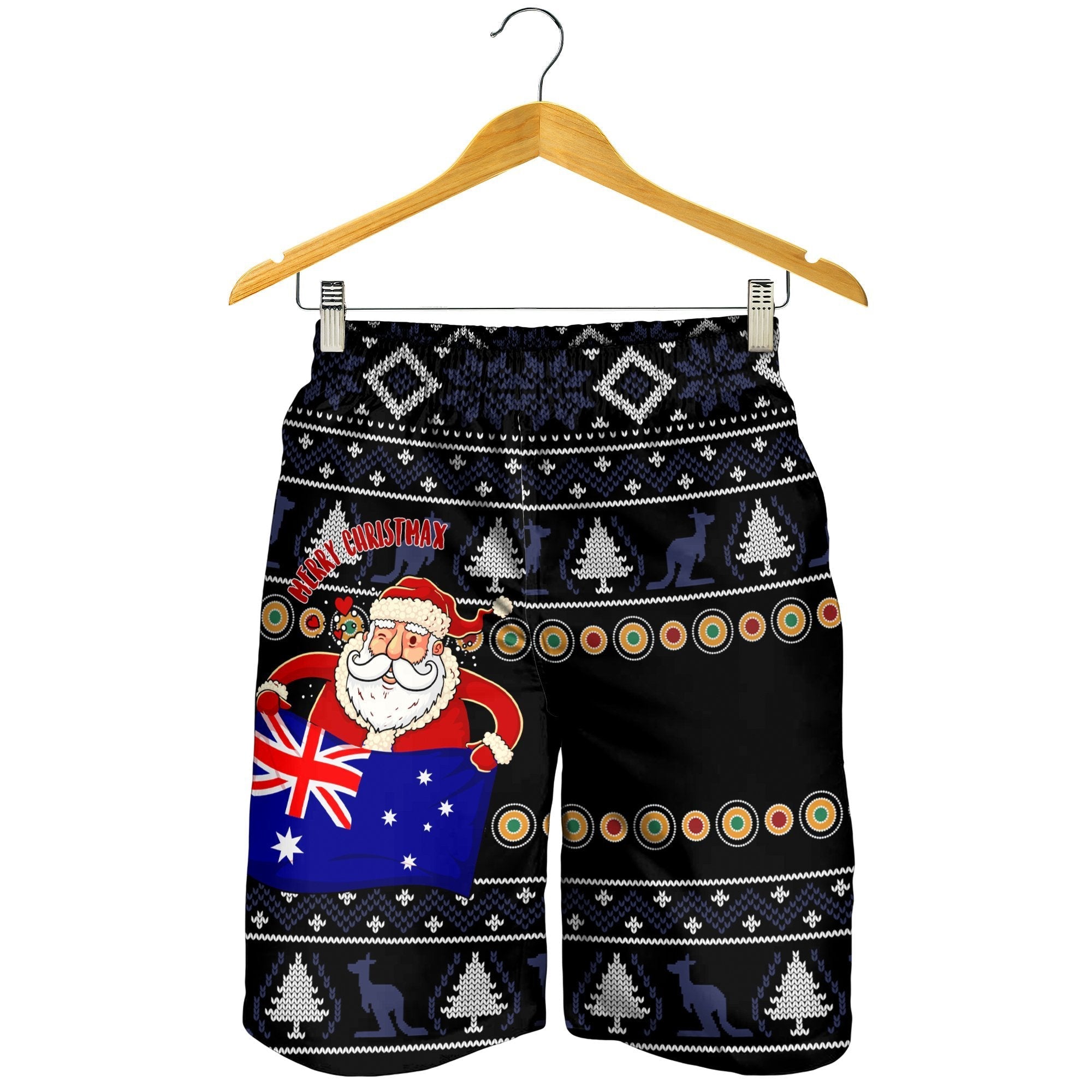 christmas-mens-short-australia-santa-claus-hold-the-flag-black